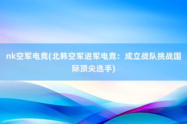 nk空军电竞(北韩空军进军电竞：成立战队挑战国际顶尖选手)