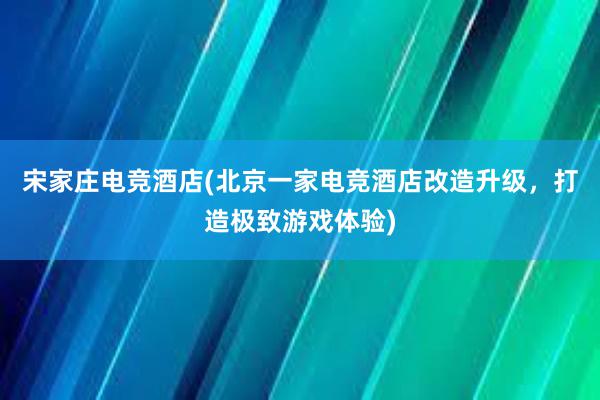 宋家庄电竞酒店(北京一家电竞酒店改造升级，打造极致游戏体验)