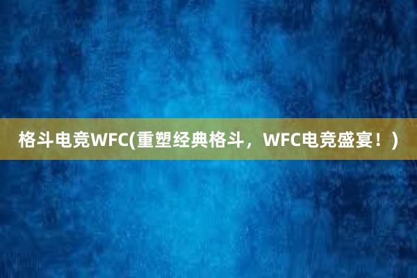 格斗电竞WFC(重塑经典格斗，WFC电竞盛宴！)