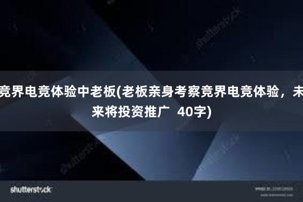 竞界电竞体验中老板(老板亲身考察竞界电竞体验，未来将投资推广  40字)