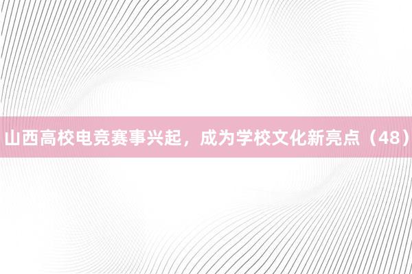 山西高校电竞赛事兴起，成为学校文化新亮点（48）