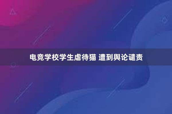 电竞学校学生虐待猫 遭到舆论谴责