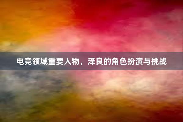 电竞领域重要人物，泽良的角色扮演与挑战